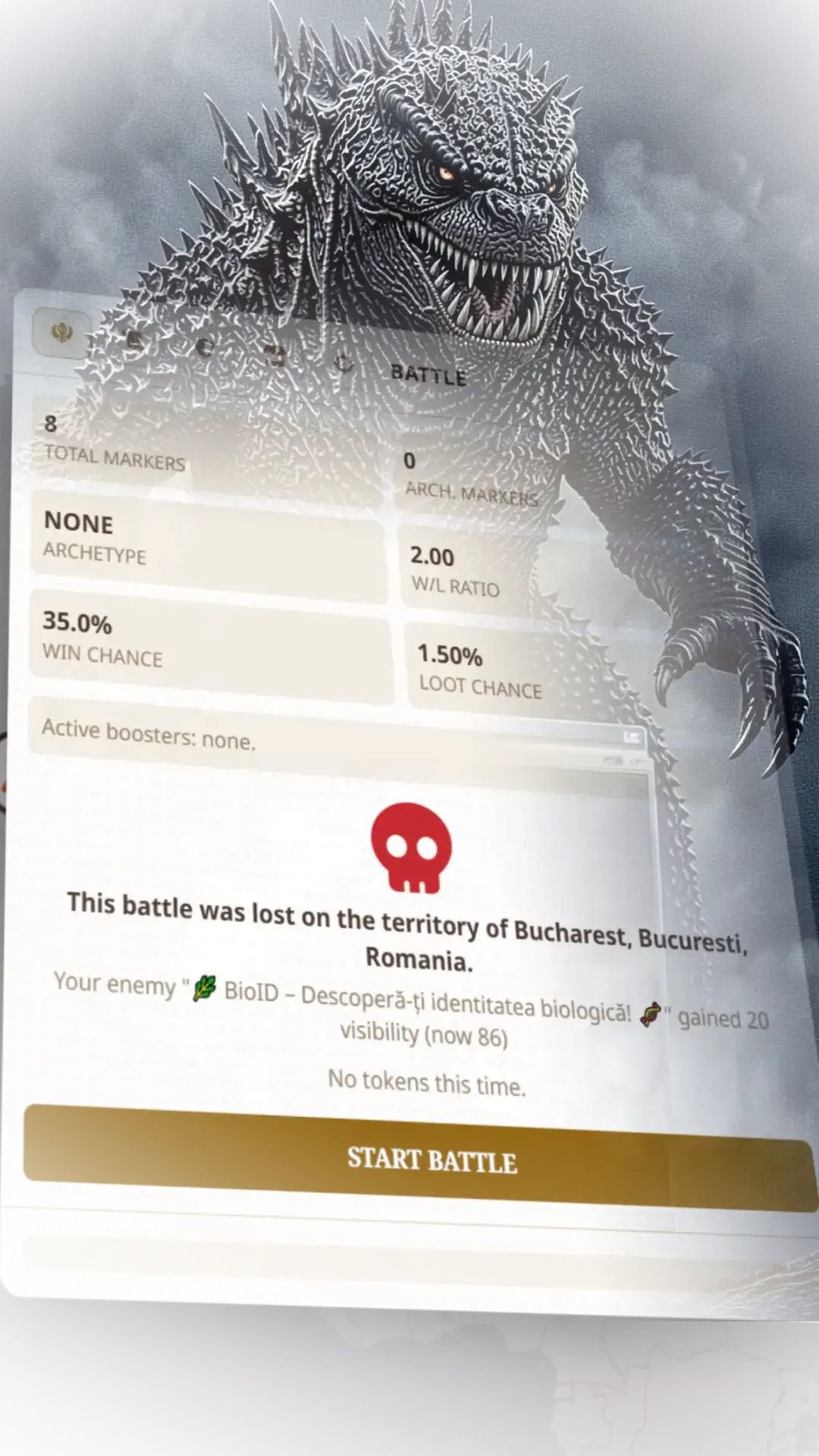 HoldSPOT application screenshot — the battle arena